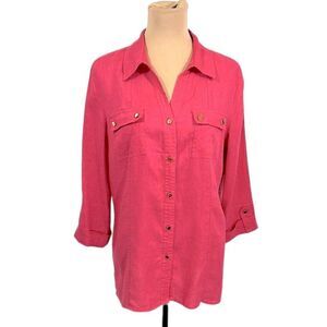 JM Collection Linen Tunic Size 10 Coral Pink NWT
